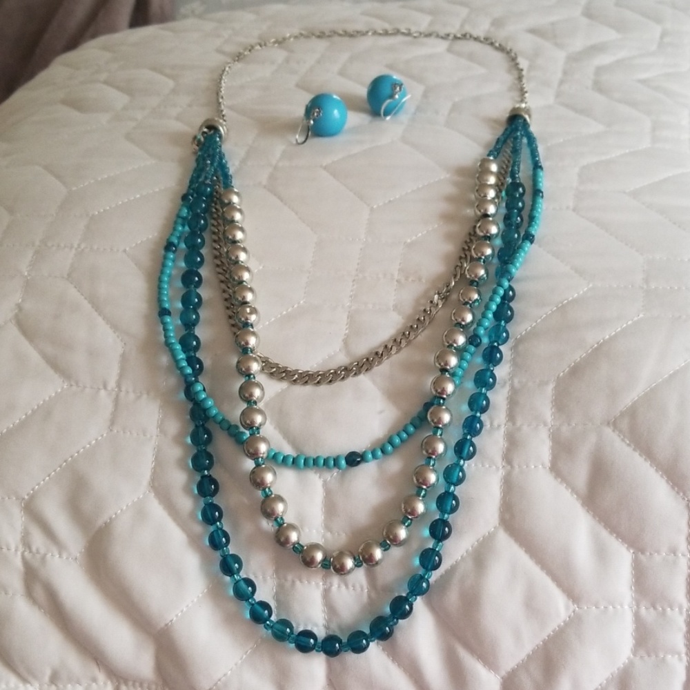 Fun summer series earrings and multi tiered neckla